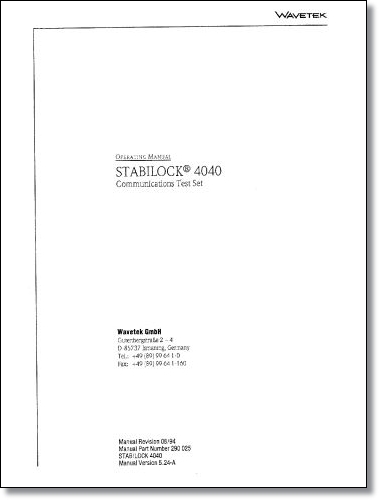 Wavetek Stabilock 4040 Instruction Manual Wavetek Stabilock 4040 Instruction Manual